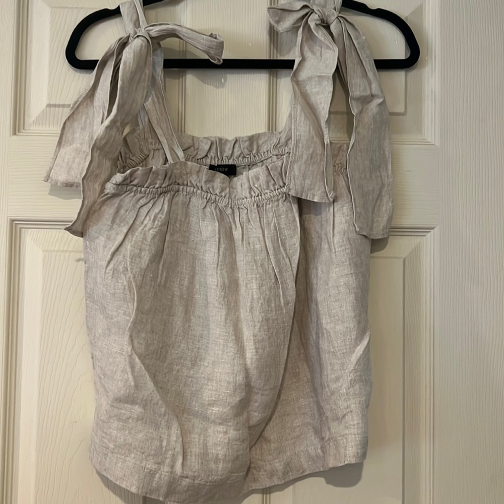 J crew women’s linen tank with ties large